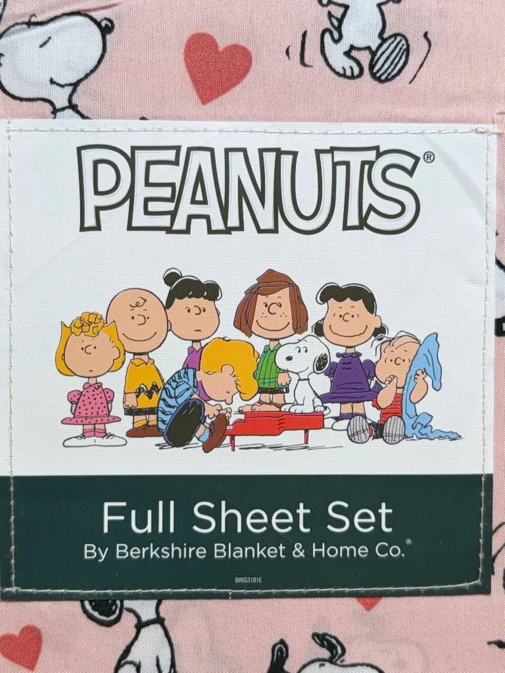 NEW Snoopy Peanuts Pink Valentines Day Poses And Hearts Queen Size Sheet Set